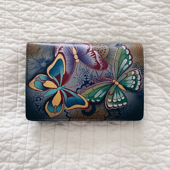Hand Painted Leather Butterfly Clutch - Picture 1 of 4